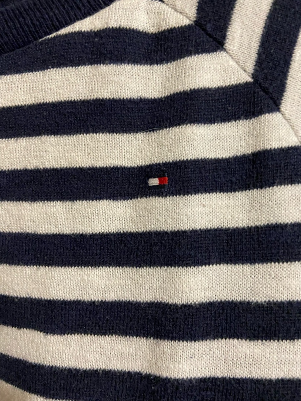 Tommy Hilfiger Navy & White Striped Crewneck Sweater
